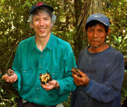 Campbell and Eli with yellow resin lumps