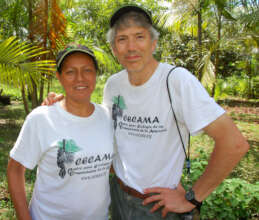 Yully and Campbell Plowden in the forest