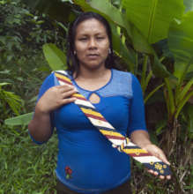Bora artisan Gisela with woven chambira belt
