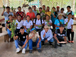 Workshop participants with medicinal plants