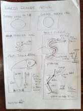 Template for wires used to make chambira bird