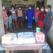 Donated medical supplies and health post team
