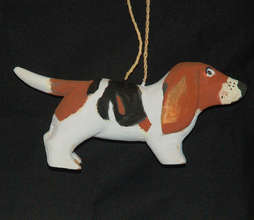 Basset hound balsa wood ornament. Plowden/CACE