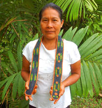 Angelina with chambira woven guitar strap