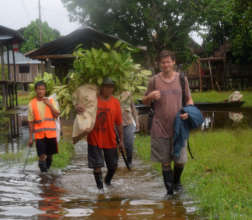 Robin and rosewood crew in the rain