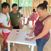 Yully at organization workshop designing crafts
