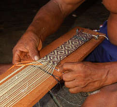 Artisan weaving guitar strap. Plowden/CACE