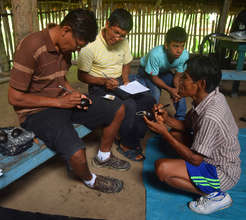 Calabash pod carving group.  Photo by Plowden