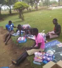 Young women with their new school supplies
