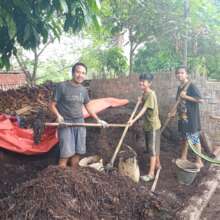 The compost pile is opened up