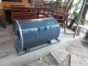 The finished compost tumbler