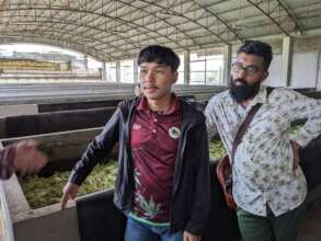 The young man (left) who manages the worms