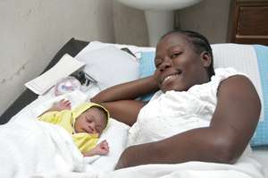 Mom and sleeping baby