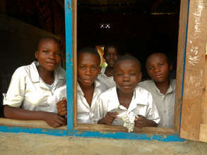Girls and boys from a school in DRC