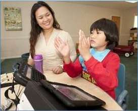 Children's world opens through use of an iPad.