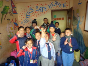Kids are happy to  stay  at the orphanage.