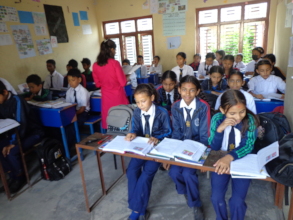 Students attending English class