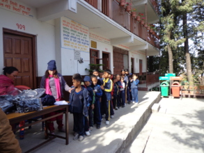 Students lining up for uniforms!