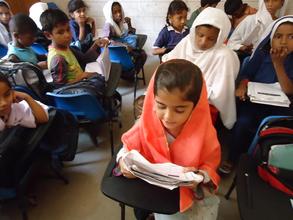 Fatima with her classmates