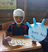 Valiente! During surgery on an abscess on his head