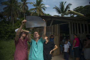 Two volunteers checking X-Ray during clinic