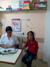 Sudhir getting audiology testing