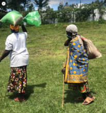 Happy and ready to go home after receiving food