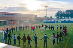 Learners and tutors doing an ice-breaker activity