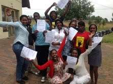 Learners celebrating a 100% matric pass at branch