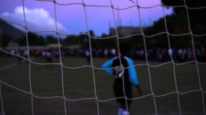 Les Anglais Girls' Soccer team putting up a fight