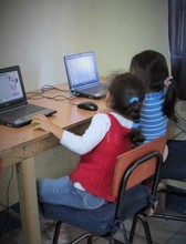 Second graders in computer class