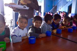 Pre-K students having snack