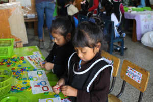 Girls practicing English