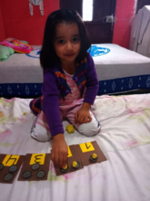 Reviewing numbers with recyclable material