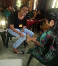 Here we painted a foot to put it on a sheet