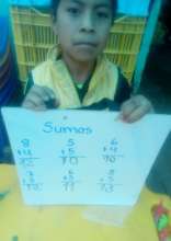 We see him working with sums