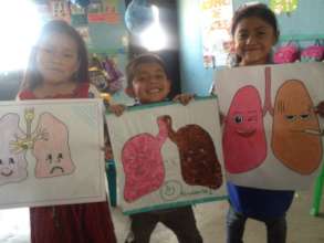They all drew their lungs and decorated them