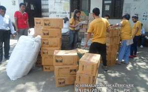 HHC's earthquake relief team sorts supplies