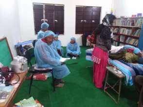 Cataract patients lined up for surgery