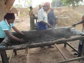 Gathering the charred straw