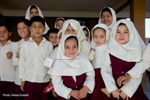 Students at one of the private schools