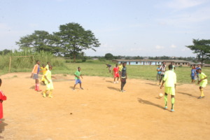 Coach Bidias working with his youth