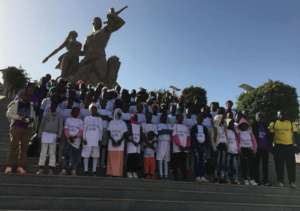 Players visit the African Renaissance Monument.