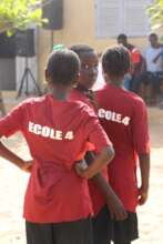 "Eocle" or School jerseys during drills