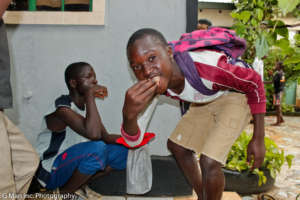 Enjoying a meal at the MYRC office