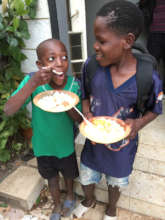 Enjoying the celebration meal