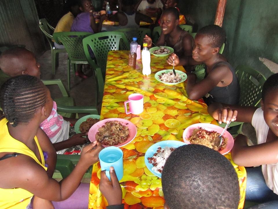 Girls enjoy meal with others every week