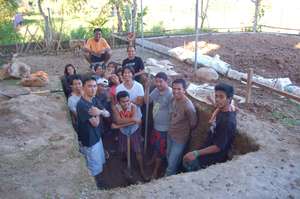 Student Work Crew in the Future Septic Tank