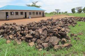 Rock and sand gathered by the community. Apr 2014