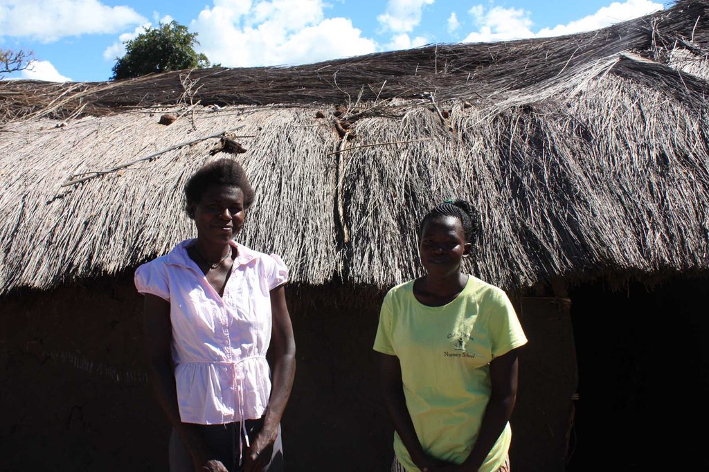 Nursery teachers outside old classroom - Nov 2013
